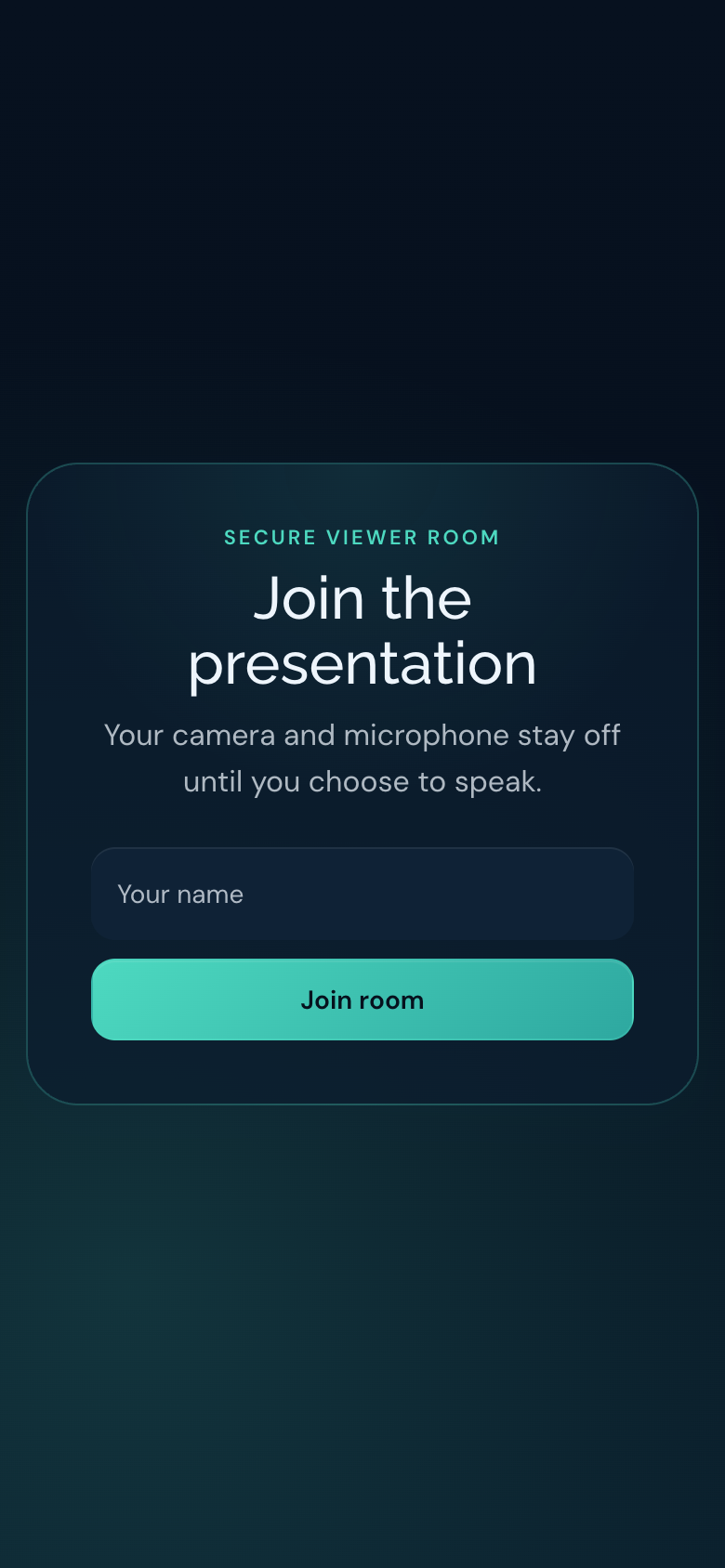 LucentOS Demo Room secure customer join view